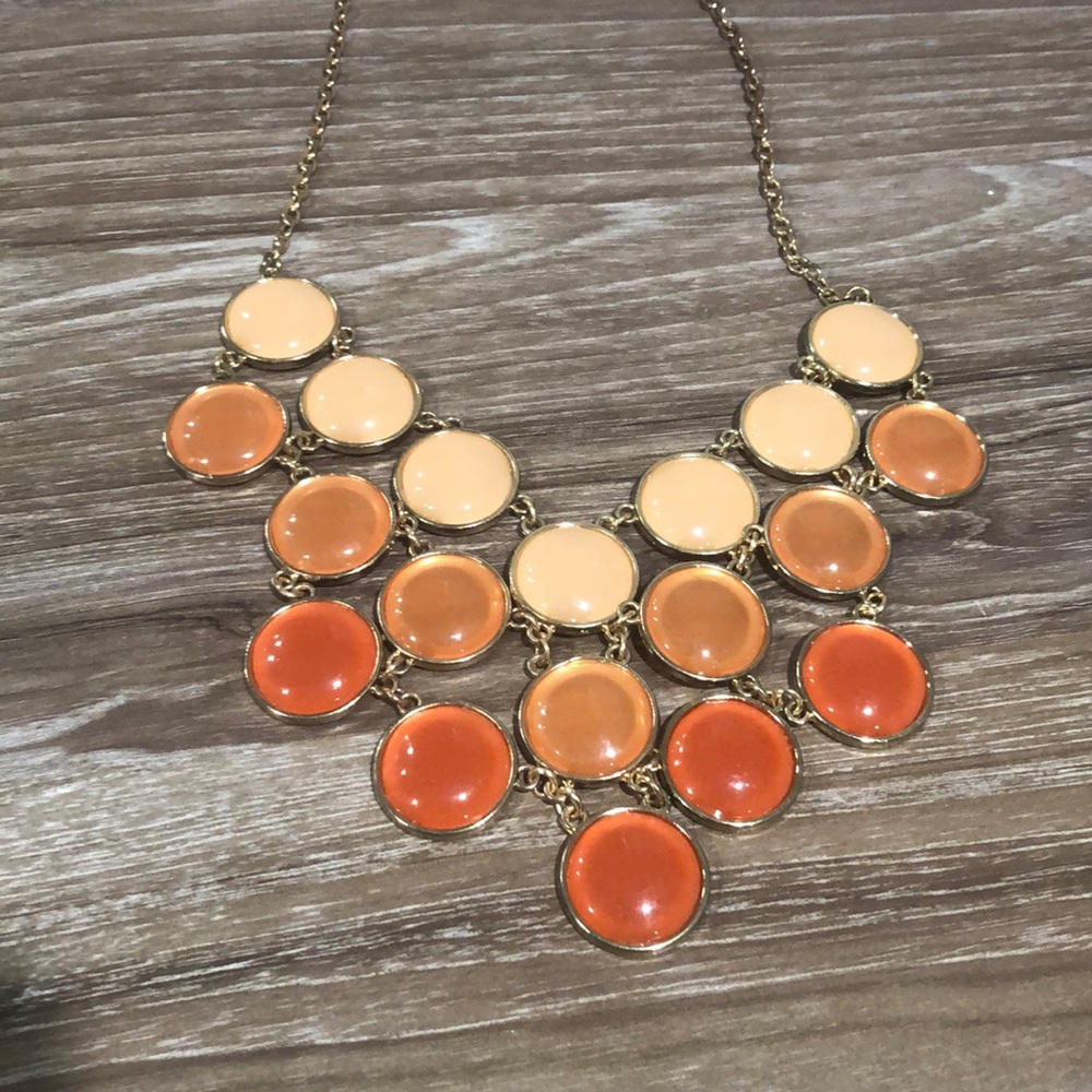 Orange and gold statement necklace